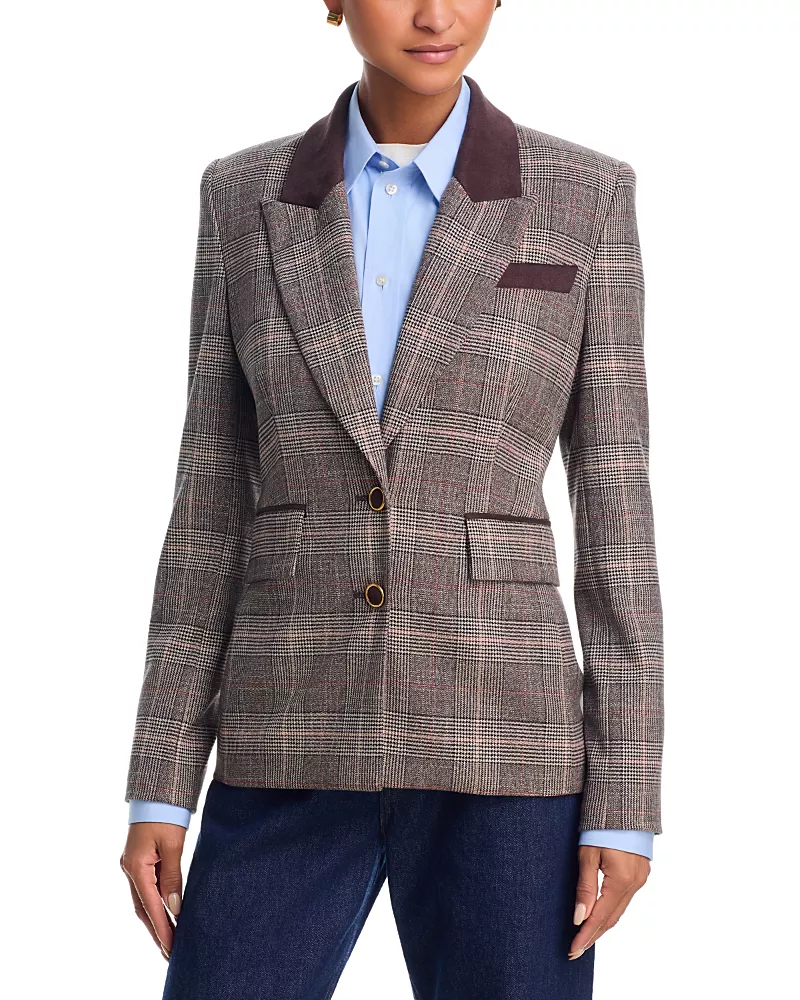 Generation Love Rosella Faux Suede Glen Plaid Suiting Blazer
