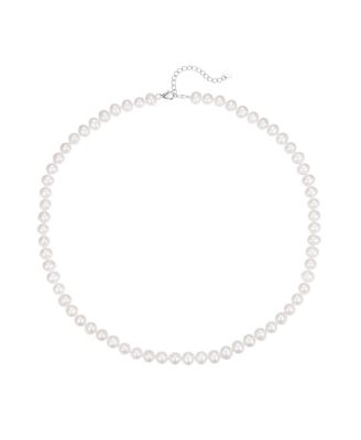  Freshwater Pearls Necklace with White Gold Vermeil