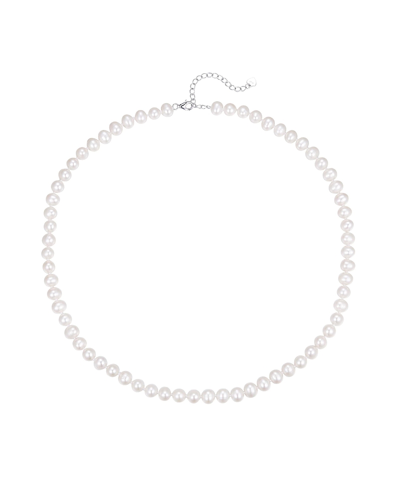 Miss Circle Freshwater Pearls Necklace with White Gold Vermeil