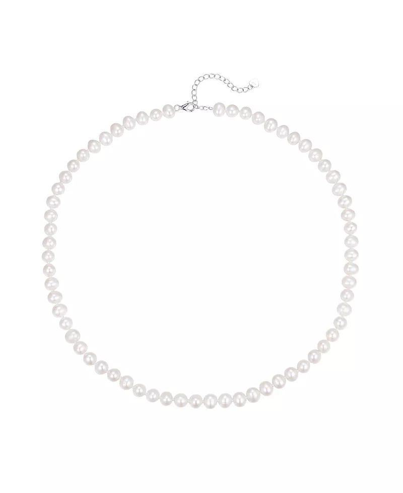 Miss Circle Freshwater Pearls Necklace with White Gold Vermeil