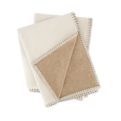 Sofia Cashmere Contrast Throw Blanket In Brown