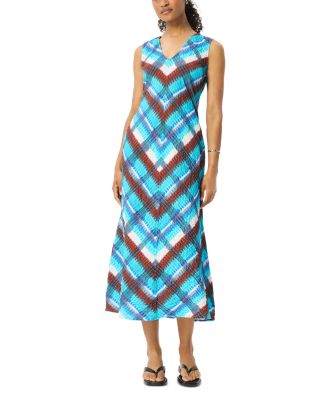 Petite Checked V Neck Textured Dress