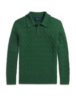 Boys' Cable Knit Cotton Polo Sweater - Little Kid, Big Kid