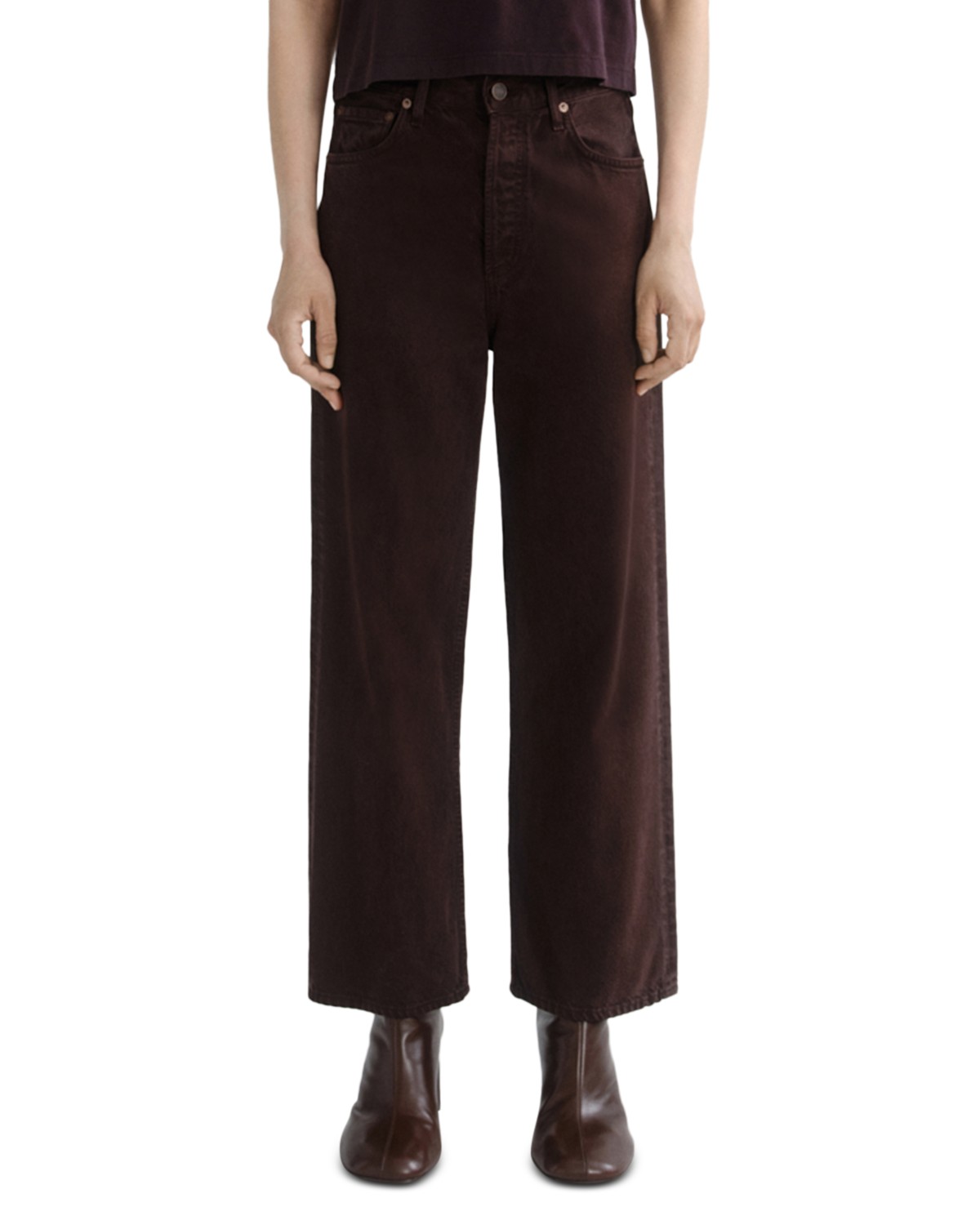 Ren High Rise Ankle Wide Leg Jeans in Sloe Berry