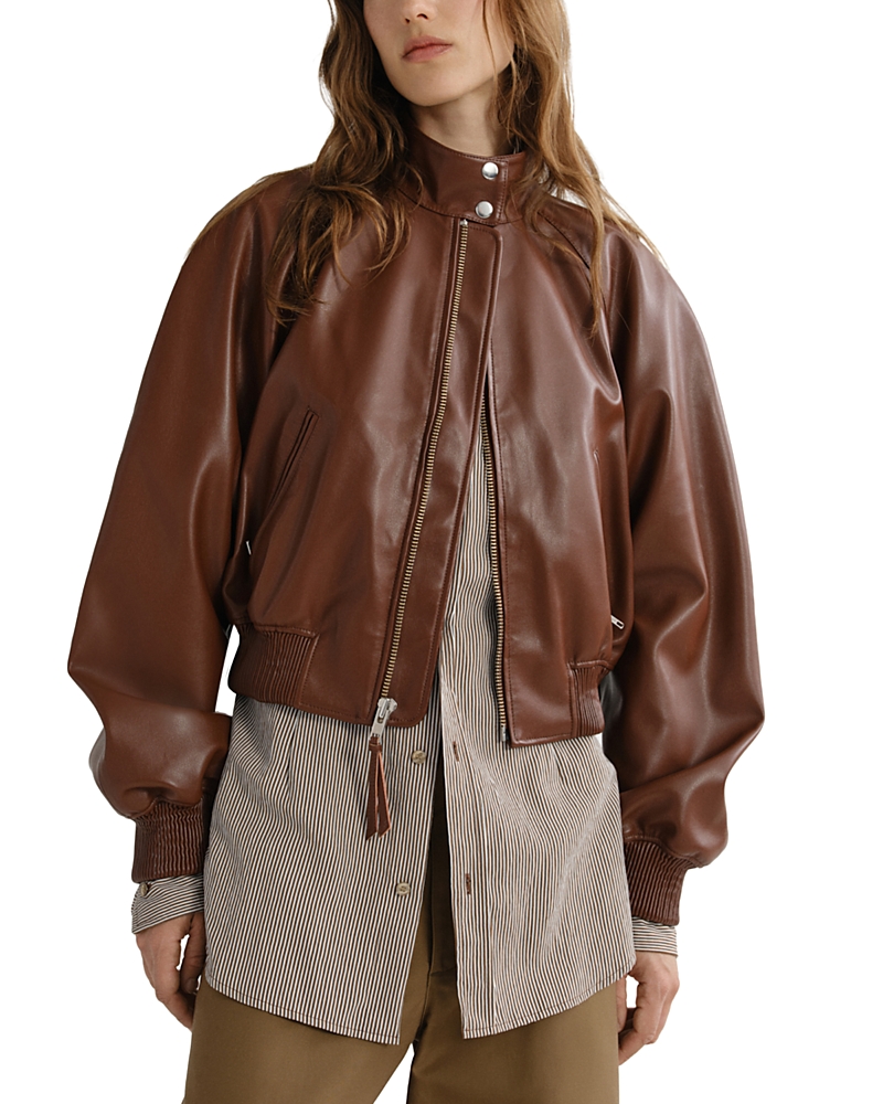 Agolde Nova Faux Leather Bomber Jacket