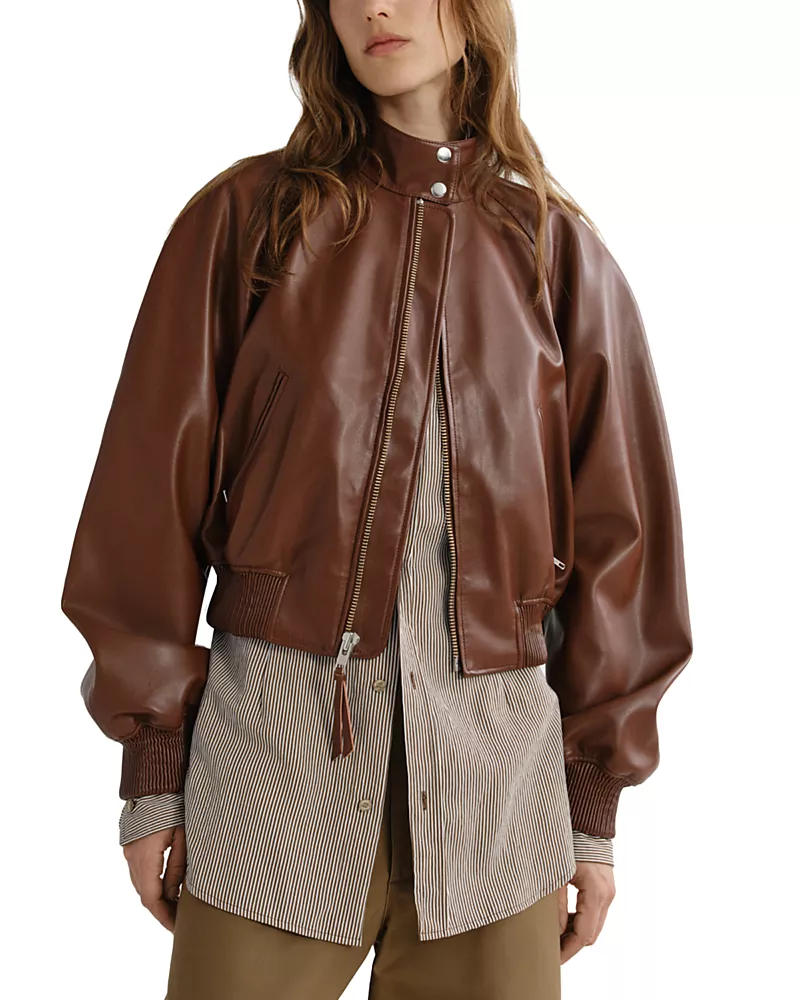 Agolde Nova Faux Leather Bomber Jacket
