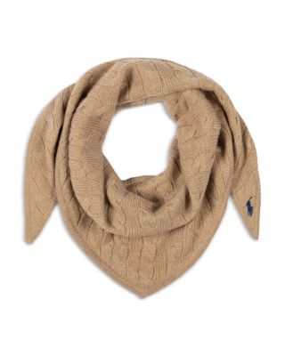 Cable Knit Wool & Cashmere Triangle Scarf