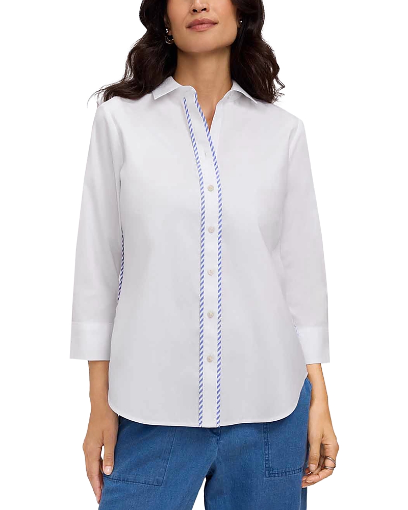 Foxcroft Marni Striped Trim Shirt