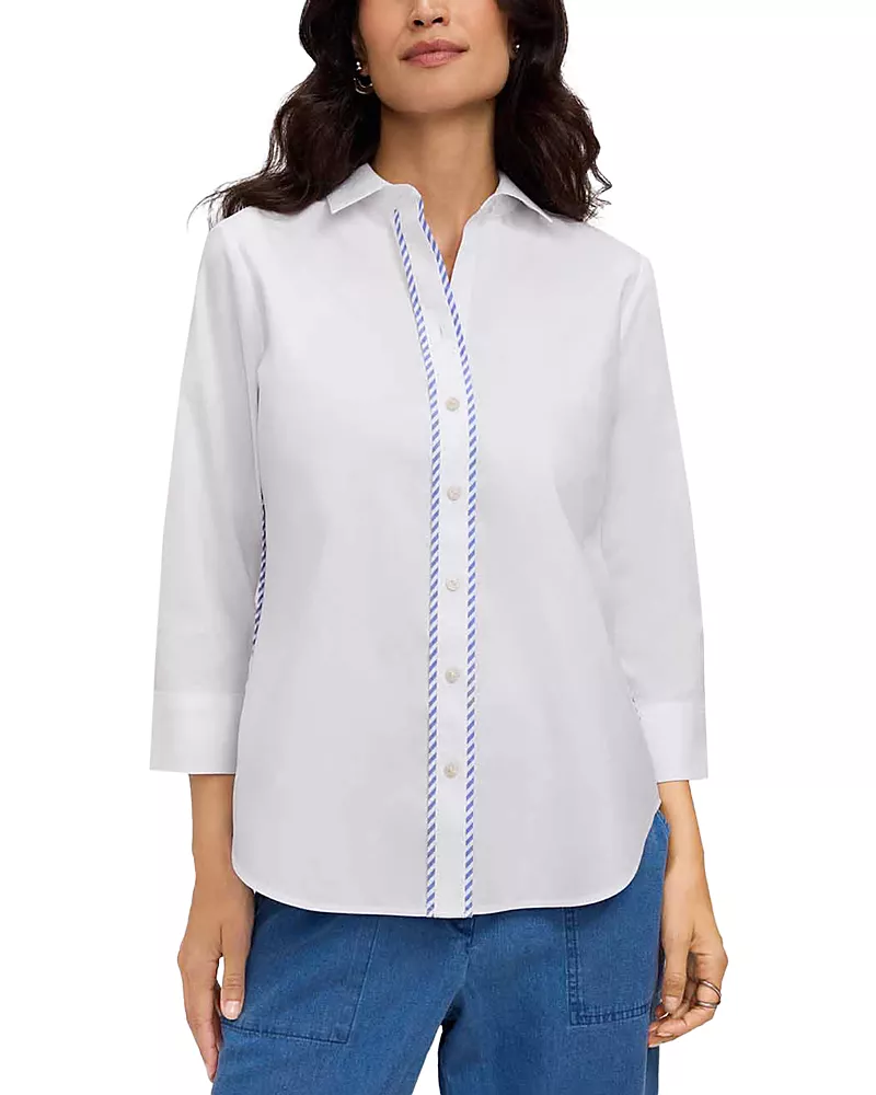 Foxcroft Marni Striped Trim Shirt