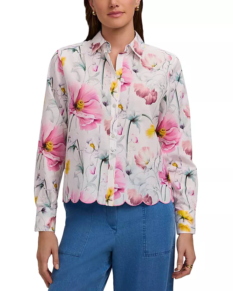 Foxcroft Scarlett Scalloped Hem Shirt
