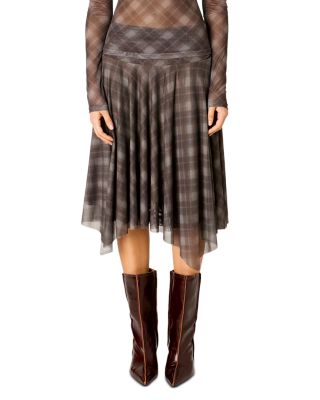 Eme Mesh Handkerchief Hem Midi Skirt