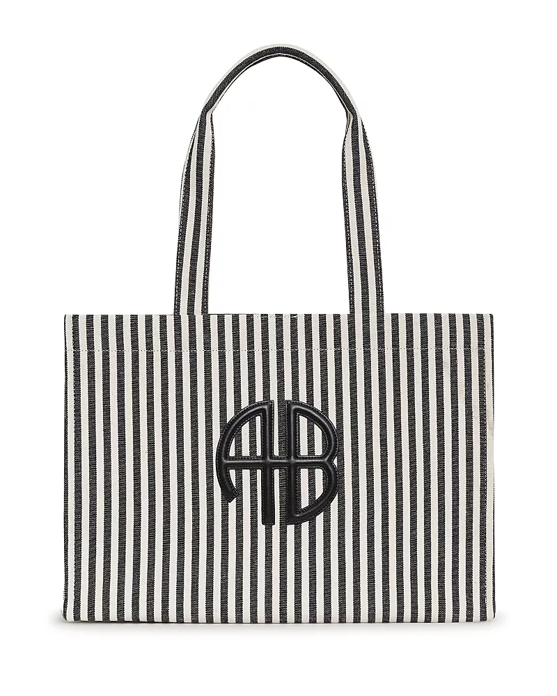 Anine Bing Lara Striped Canvas Tote