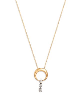 Diamond Triple Drop Pendant Necklace in 14K Yellow Gold, 18"
