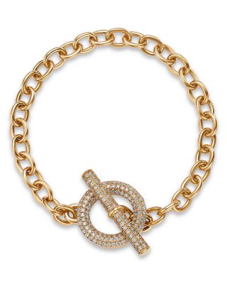 Diamond Oval Chain Link Bracelet in 14K Yellow Gold, 1.33 tcw