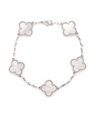  Vintage Alhambra 5 Motifs Bracelet 18K White Gold and Mother of Pearl