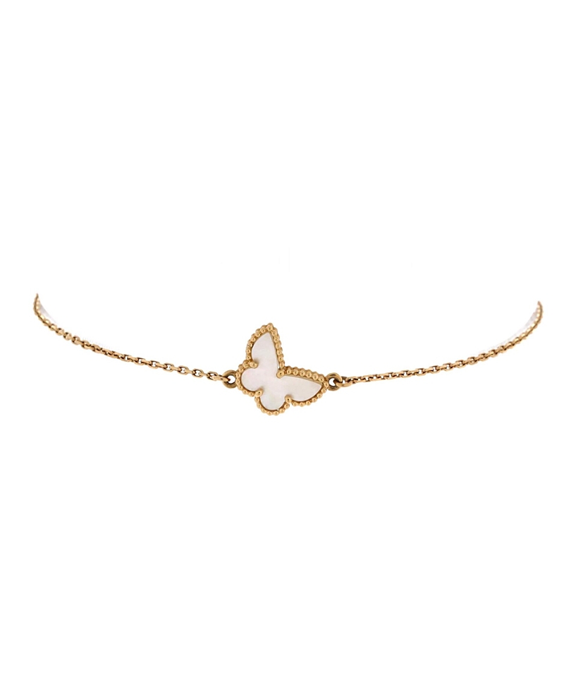 Pre-Owned Van Cleef & Arpels Sweet Alhambra Butterfly Bracelet 18K Gold and Mother of Pearl