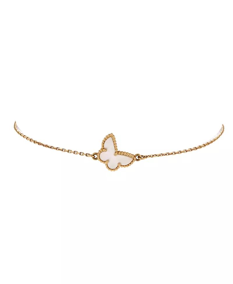 Pre-Owned Van Cleef & Arpels Sweet Alhambra Butterfly Bracelet 18K Gold and Mother of Pearl