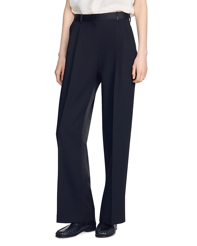 Sandro Mixed Media Satin Pants