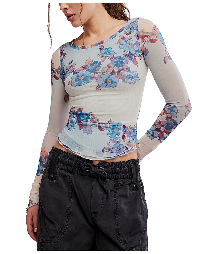 Free People Lilly Printed Long Sleeve Bodycon Top
