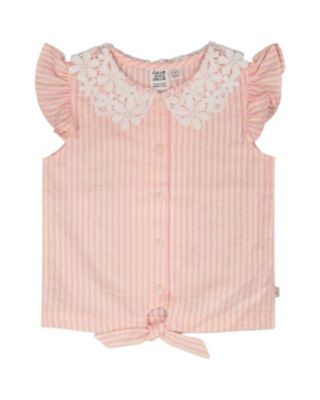 Girls' Crochet Collar Stripes Sleeveless Shirt - Big Kid