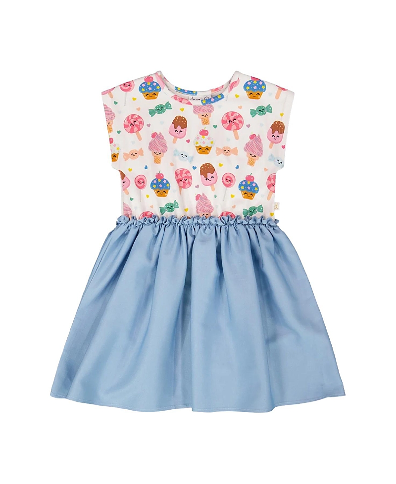 Deux par Deux Girls' Bi-Material Soft Jersey Short Sleeve Candy Dress - Big Kid