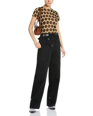 Cotton High Rise Latch Closure Jeans in Black