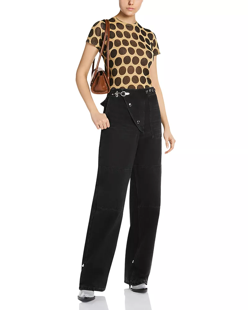 Marni Cotton High Rise Latch Closure Jeans in Black