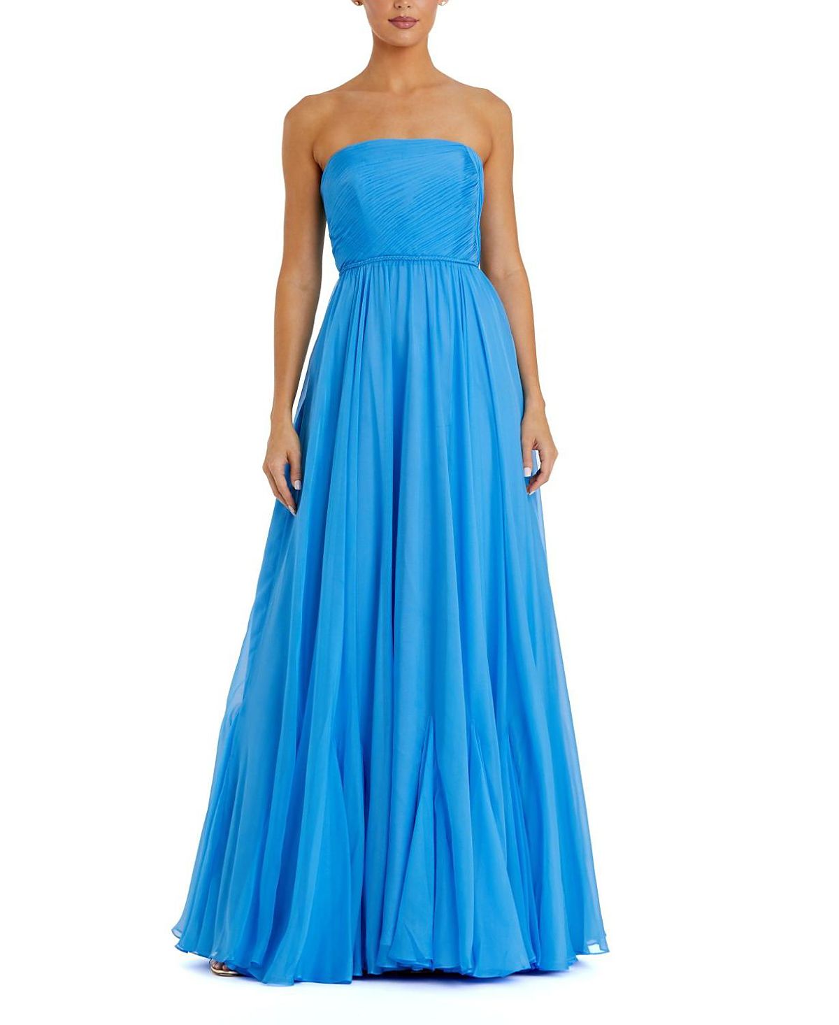 Mac Duggal Strapless Chiffon Gown with Braided Belt