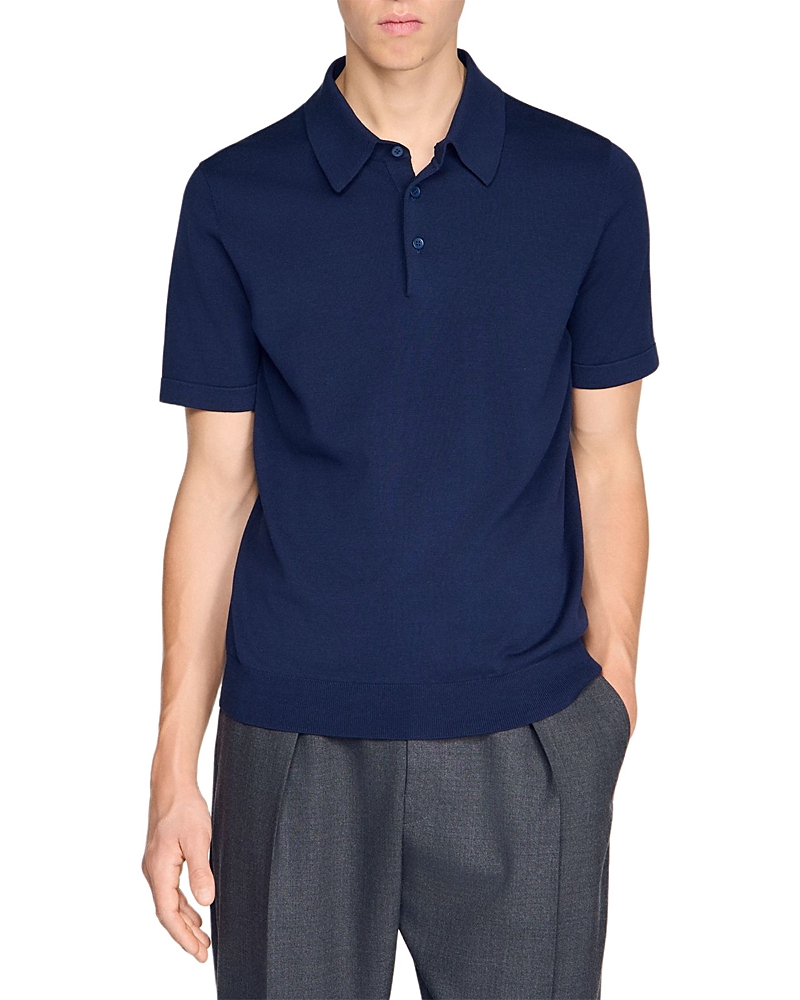 Sandro Cotton and Silk Polo Shirt