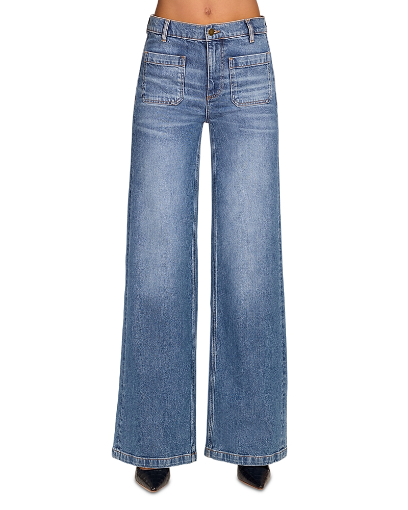 Ramy Brook Cleo Mid Rise Wide Leg Jeans in Mid Cerulean