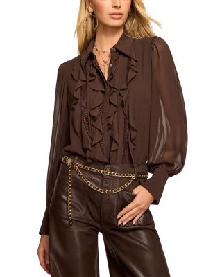 Claire Ruffle Front Silk Top - thumbnail 2