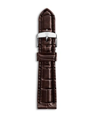 Brown Croco Embossed Leather Watch Strap, 18mm