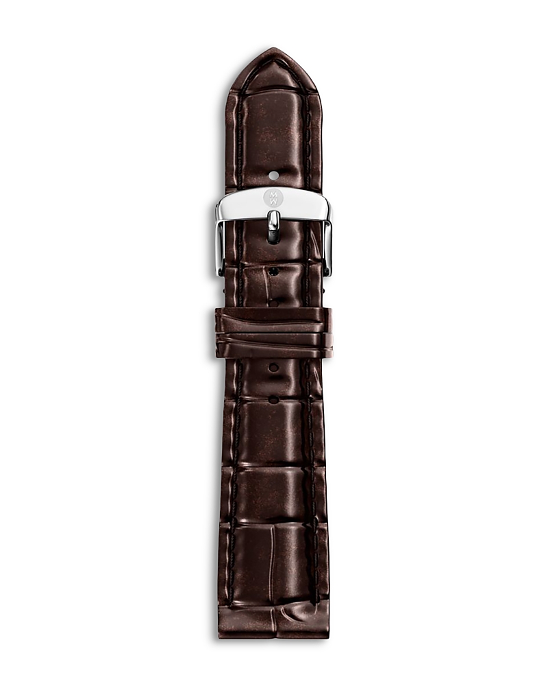 Michele Brown Croco Embossed Leather Watch Strap, 18mm