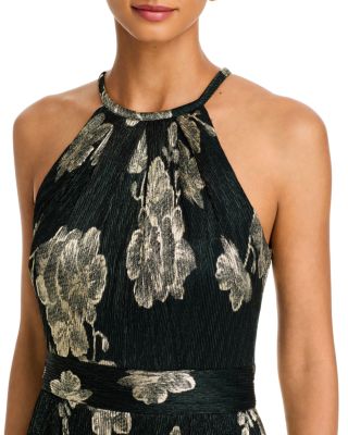 Metallic Halter Neck A Line Gown - Exclusive - thumbnail 3