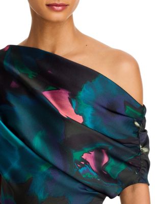 One Shoulder Satin Column Gown - Exclusive - thumbnail 4