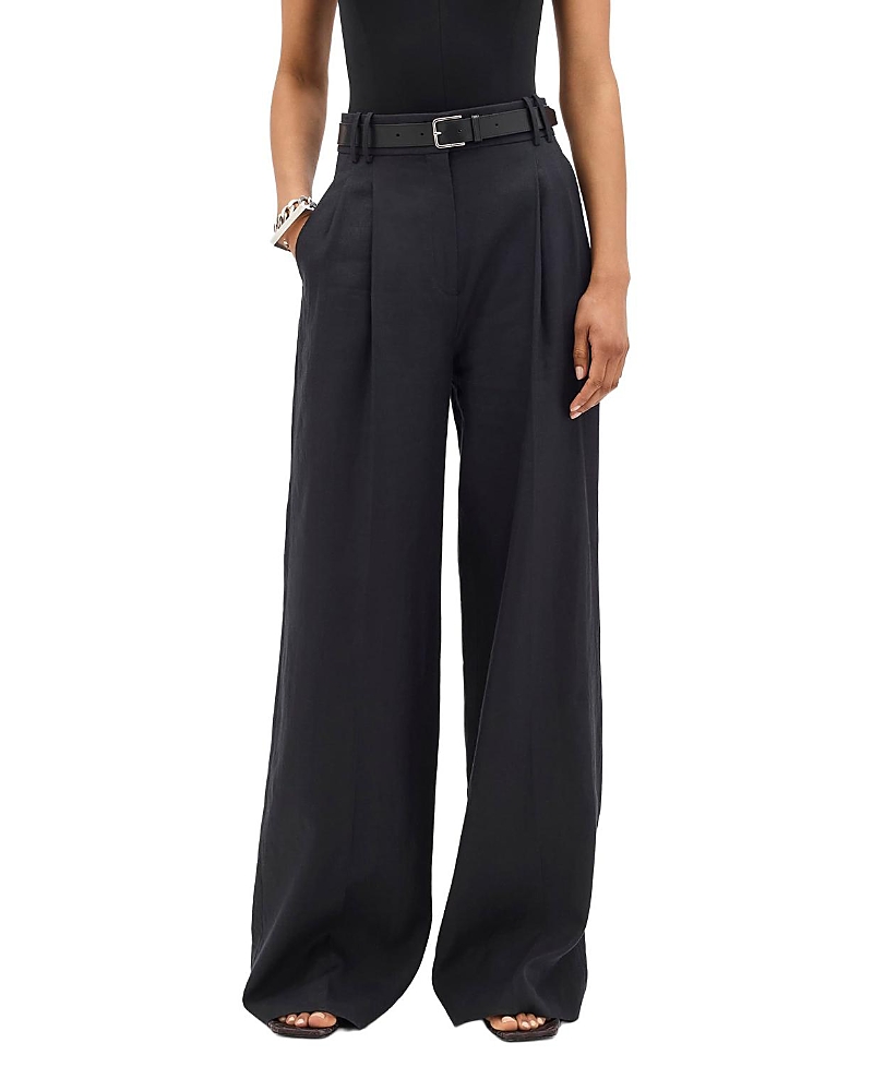 Another Tomorrow Linen Pleated Trouser