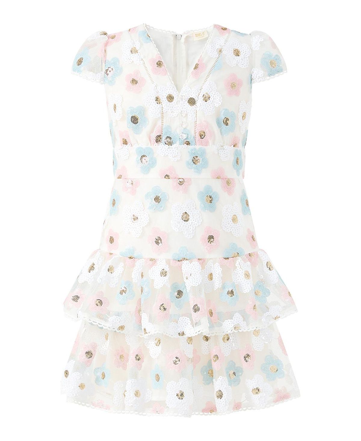 Marlo Kids Girls' Gabrielle Frill Sequin Mini Dress - Little Kid, Big Kid