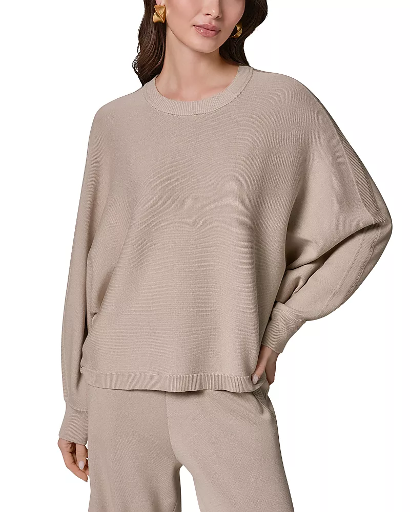 Donna Karan Milano Stitch Rib Trimmed Dolman Sleeve Sweater