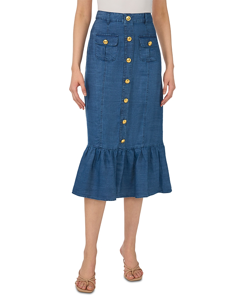 CeCe Denim Button Down Midi Skirt