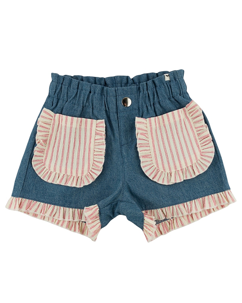 oh baby! Girls' Denim Libby Ruffle Short - Baby, Little Kid