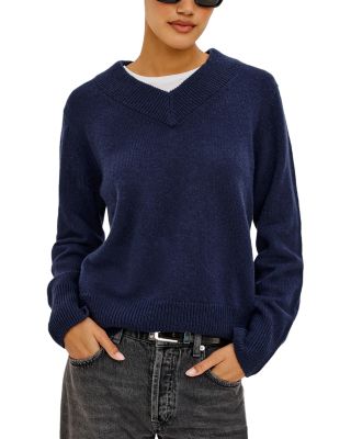 Lidya Rib Trim V Neck Sweater