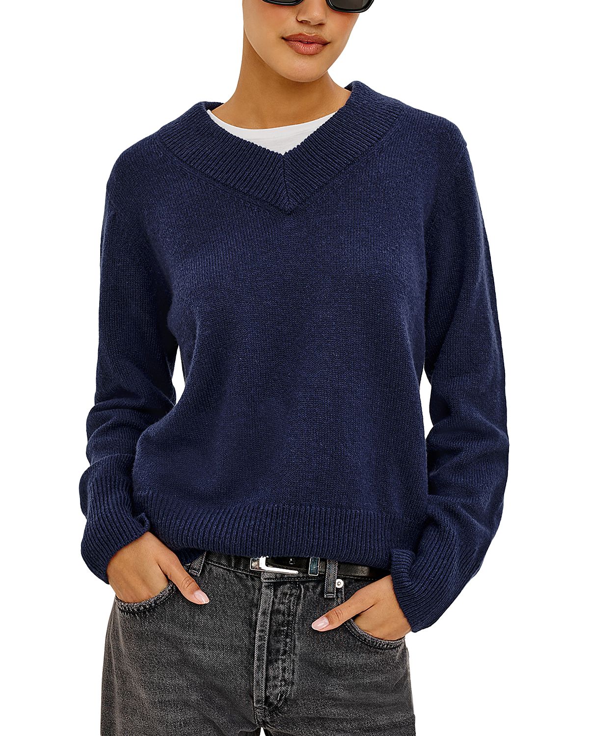 Rails Lidya Rib Trim V Neck Sweater