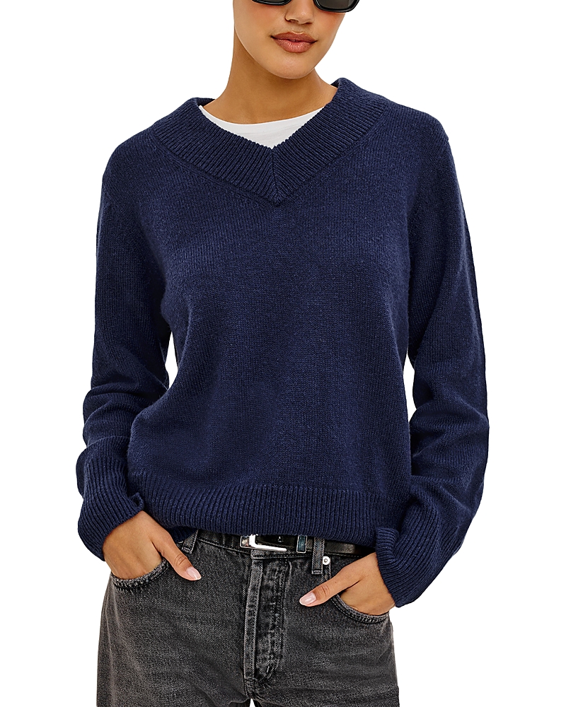 Rails Lidya Rib Trim V Neck Sweater