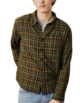 Crinkle Plaid Cotton Blend Shirt