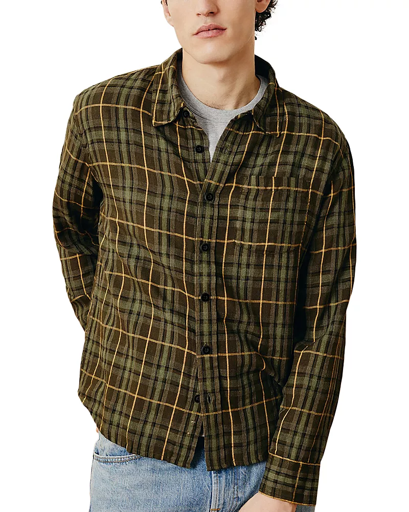 Corridor Crinkle Plaid Cotton Blend Shirt