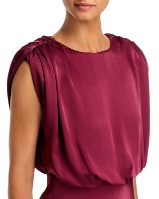 Flora Sleeveless Blouson Silky Satin Dress - thumbnail 3