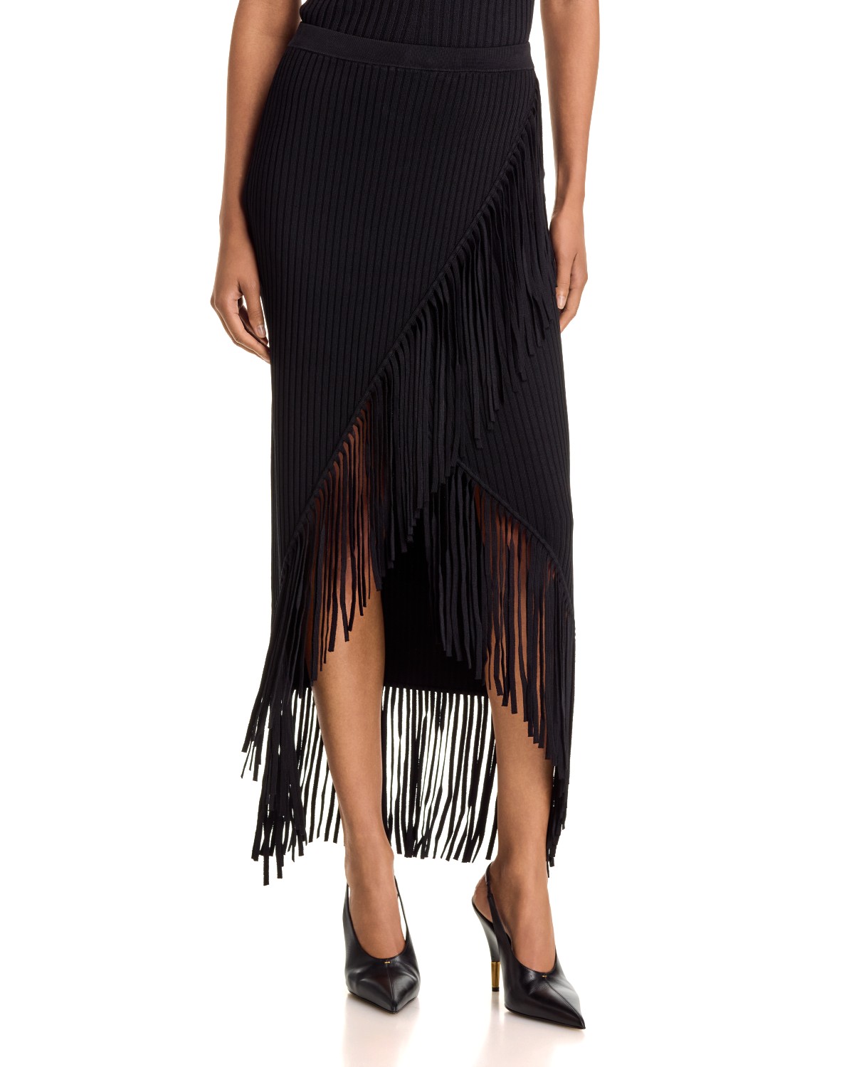 Giana Asymmetric Fringe Midi Skirt