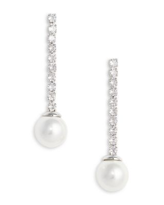 Crystal & Imitation Pearl Linear Drop Earrings
