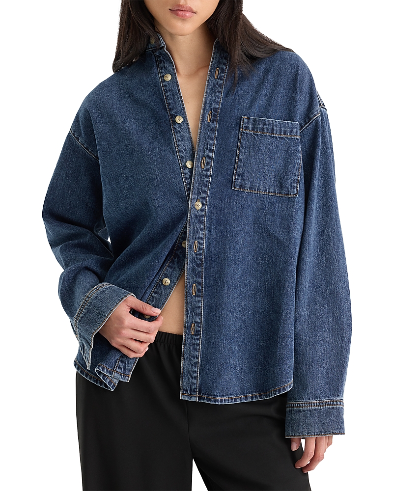 Good American The Denim Easy Shirt In Alcove In Multi
