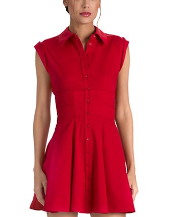 red casual dresses Vafful Women's Ribbed Long Sleeve Crew Neck Slim Fit Ruched Stretchy Mini Dress This Is One Side Ruched Shirt Dress With Irregular Hem Design To Modify Your Body Lines Argent Women's Asymmetrical Dress -